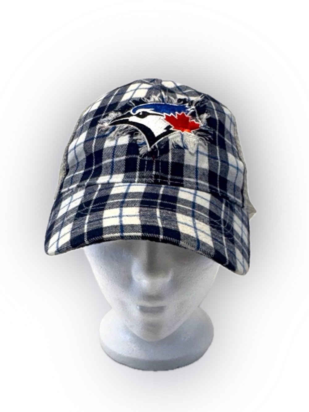 Toronto Blue Jays SGA Plaid Trucker Hat Cap TD Bank Distressed Country Night